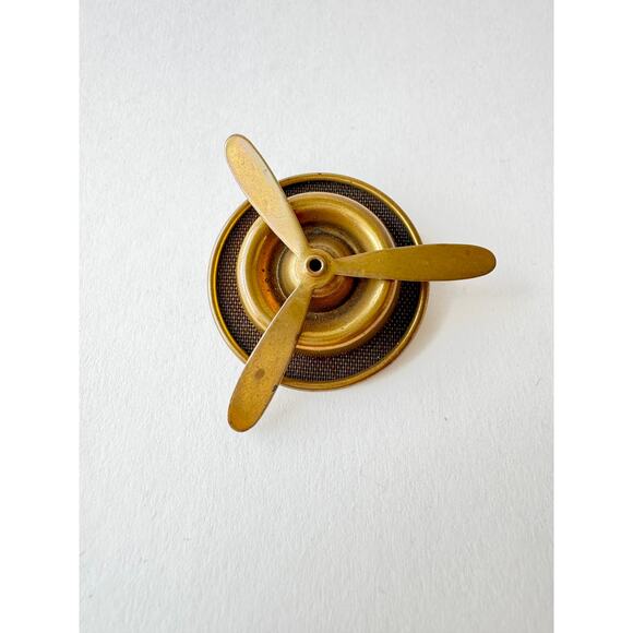 80's Vintage Man Michaels Bronze Handmade Propeller Men's Lapel Pin Brooch - Picture 2 of 5